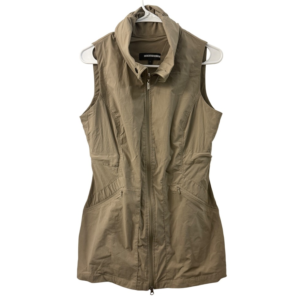 Anatomie Womens Khaki Tan Full Zip Travel Vest High Neck Stretch Size S